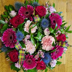 Wreath in deep pinks